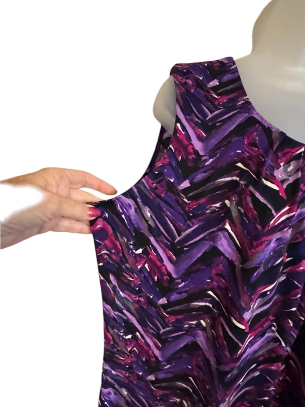 Kasper Purple Multi-Print Sleeveless Shell/Top LAYERING   XLARGE   #12 - Picture 3 of 6